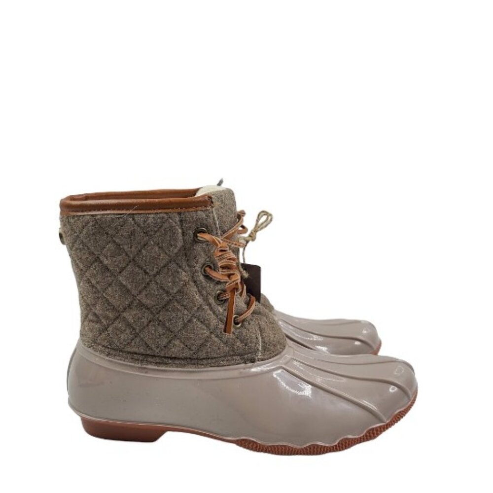 Seven7 Women's Gray Beige Wool Goose 3760 Ankle Duck Winter Boots Size 7